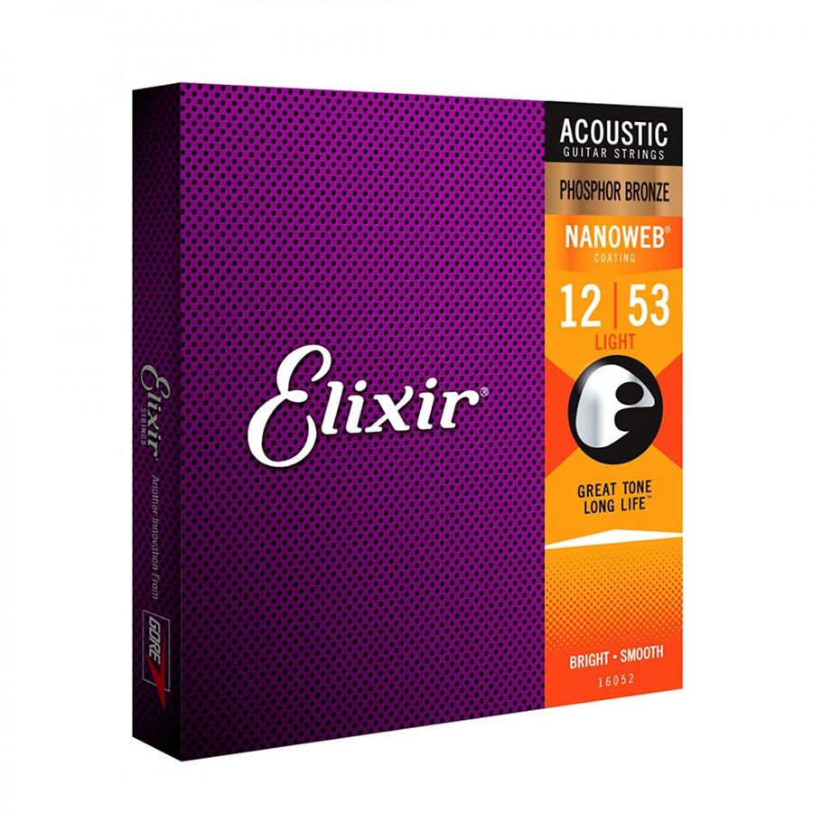 Elixir 16052 Acoustic Phosphor Bronze Nanoweb Light 12-53