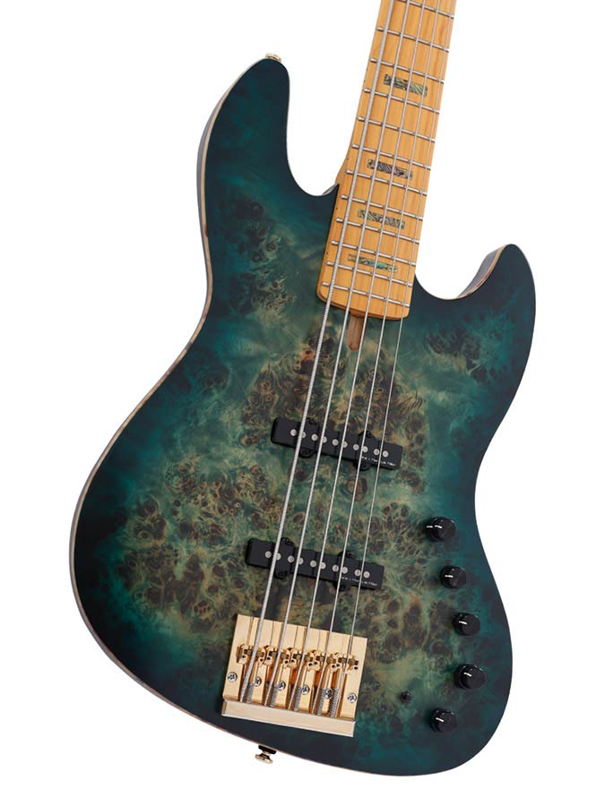 Sire Marcus Miller V10-5 Green Satin Met Hoes Elektrische Basgitaar