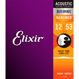 Elixir 11052 Acoustic 80/20 Bronze Nanoweb Light 12-53