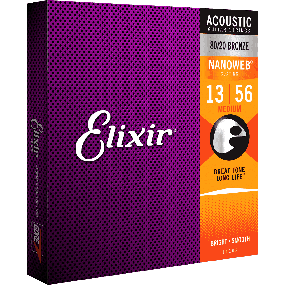 Elixir 11102 Acoustic 80/20 Bronze Nanoweb Medium 13-56