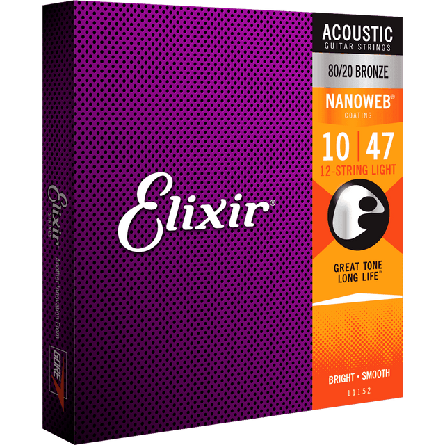 Elixir 11152 80/20 Brons 12-snarig 10-47 Akoestisch Nanoweb Light