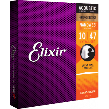 Elixir 16002 Acoustic Phosphor Bronze Nanoweb Light 10-47