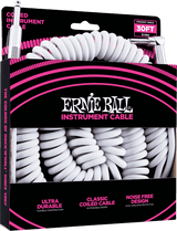 Ernie Ball 6044 gekrulde instrumentkabel wit | 9 Meter