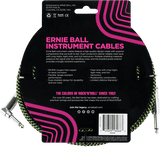 Ernie Ball 6077 Instrumentenkabel Schwarz/Grün gewebt | 3 Meter