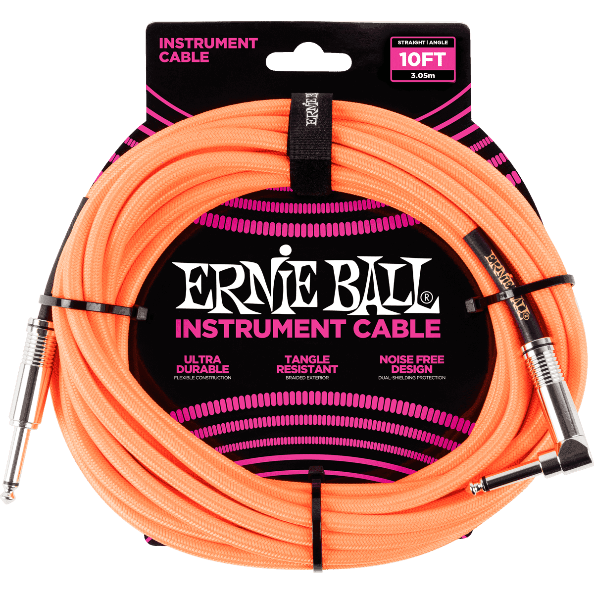 Ernie Ball 6079 Instrumentenkabel Orange gewebt | 3 Meter