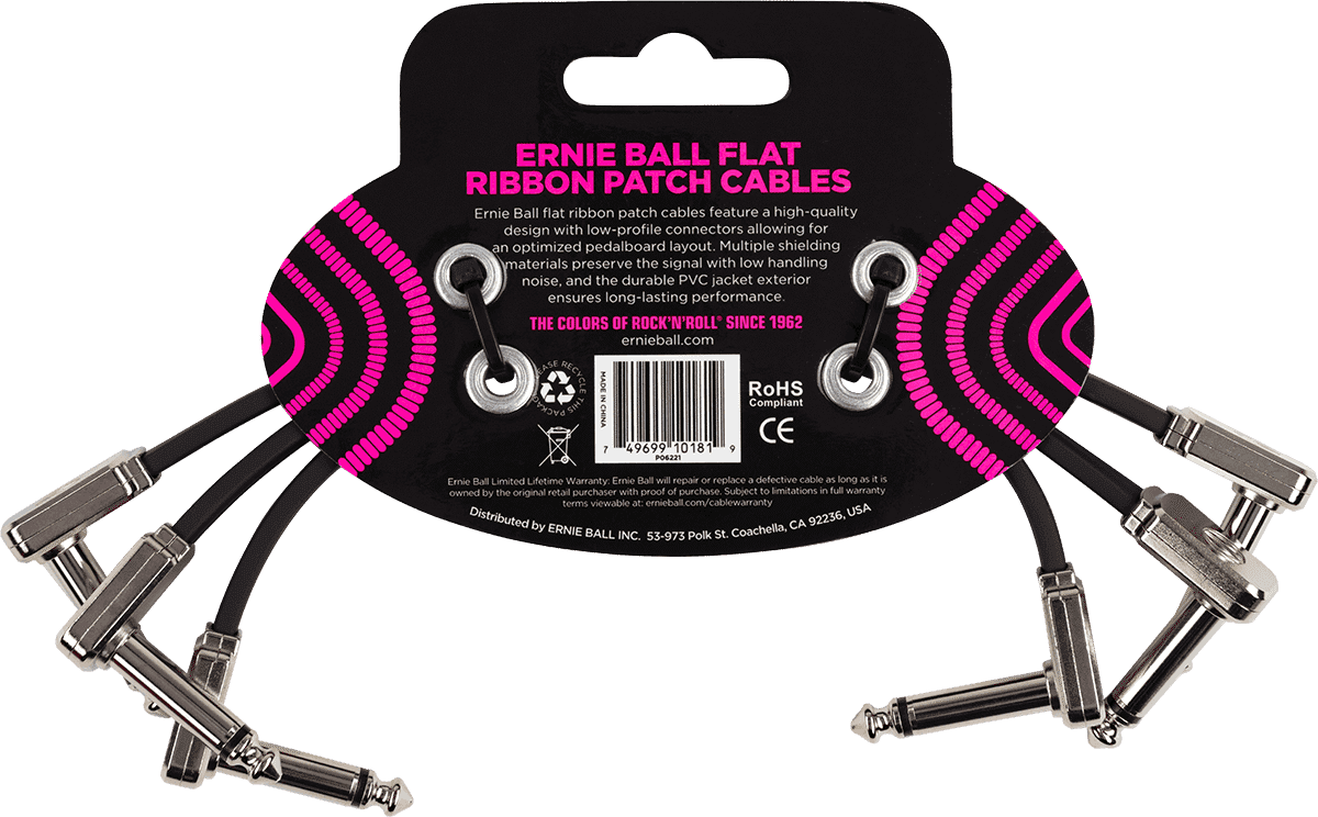 Ernie Ball 6221 Patchkabel-Flachband-Set | 15 cm