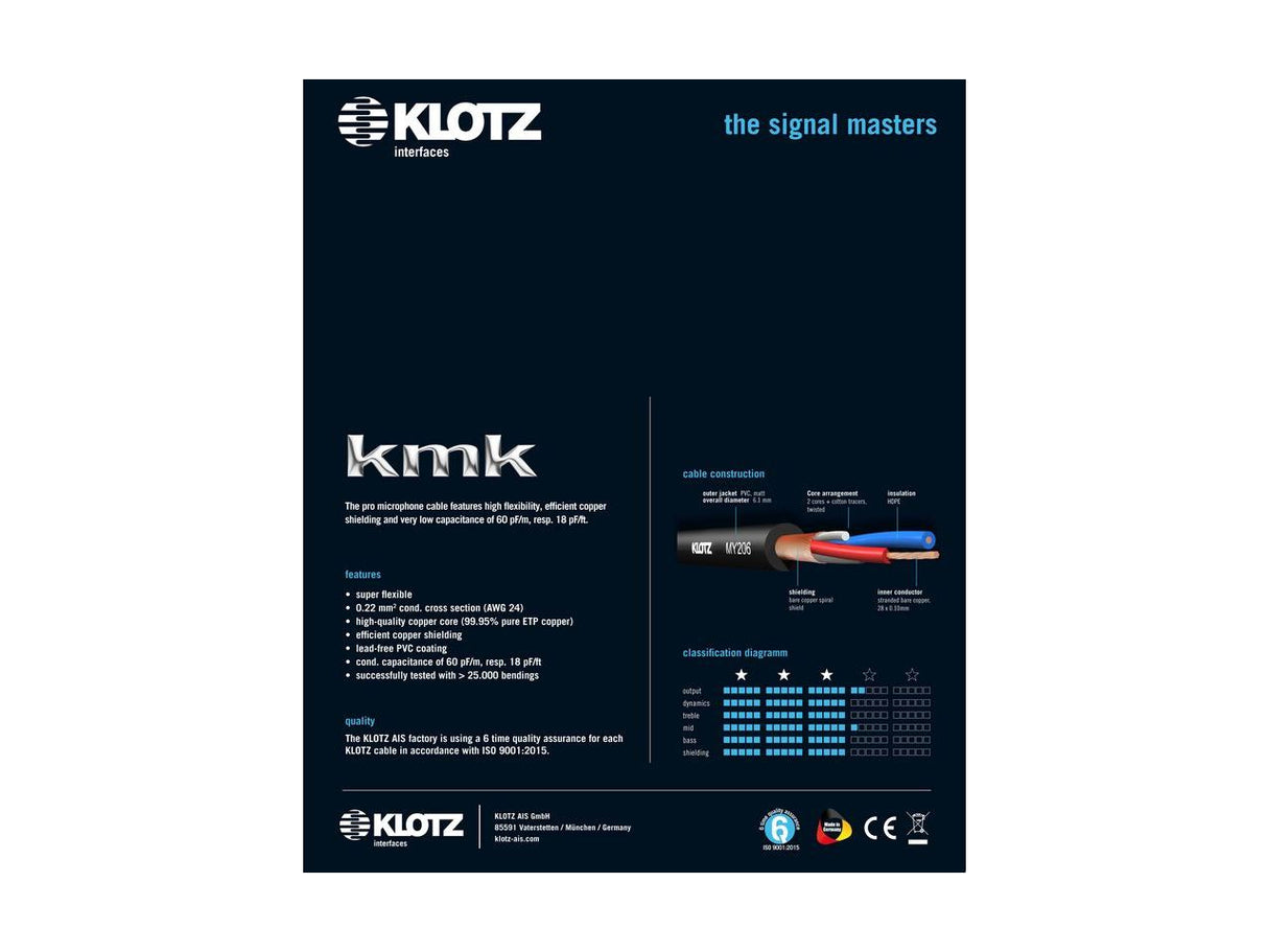 Klotz M1FM1K0300 Pro Artist XLR-Kabelbuchse | 3 Meter