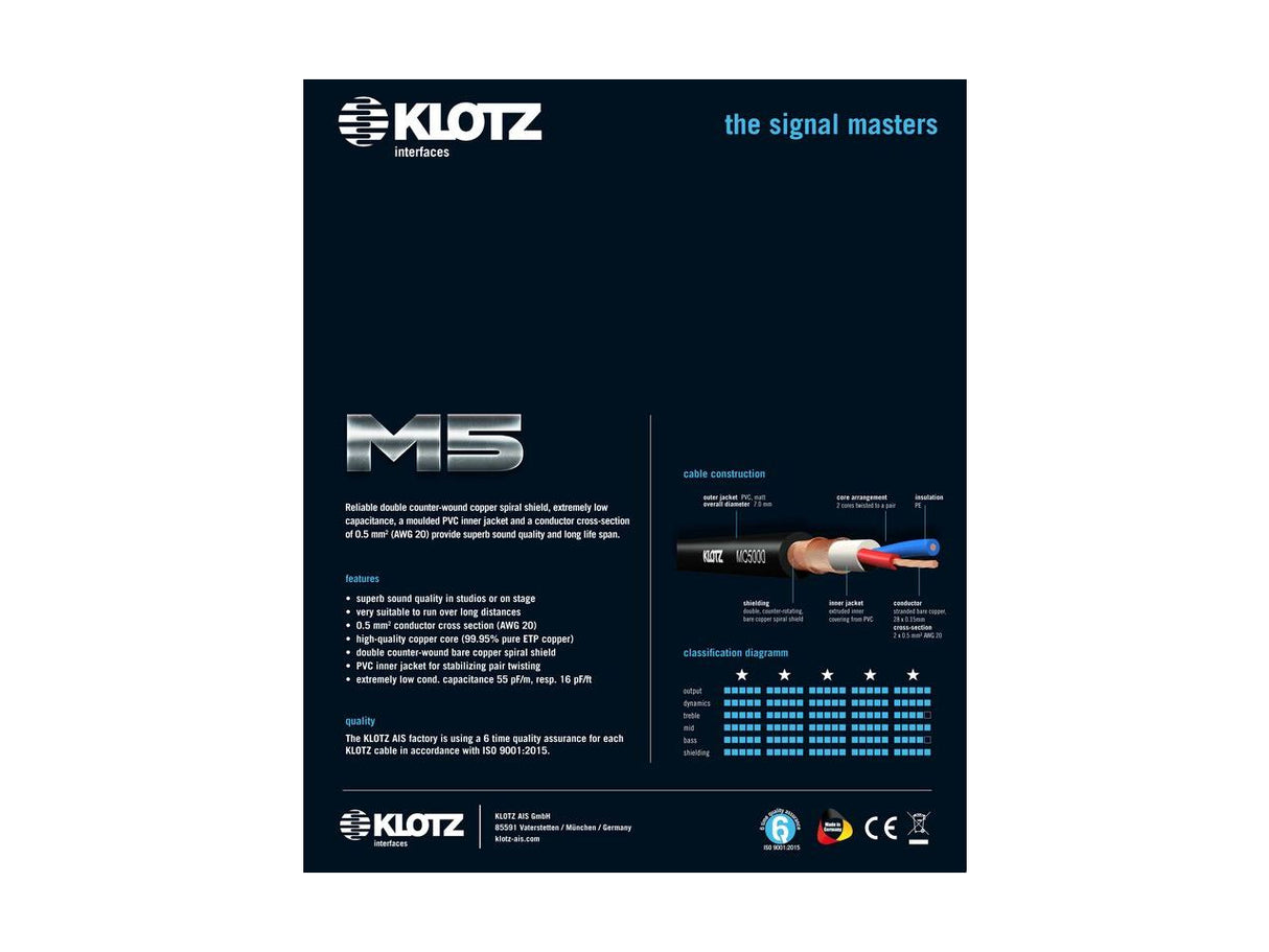 Klotz M5FM06 Pro Artist XLR-Kabelbuchse | 6 Meter