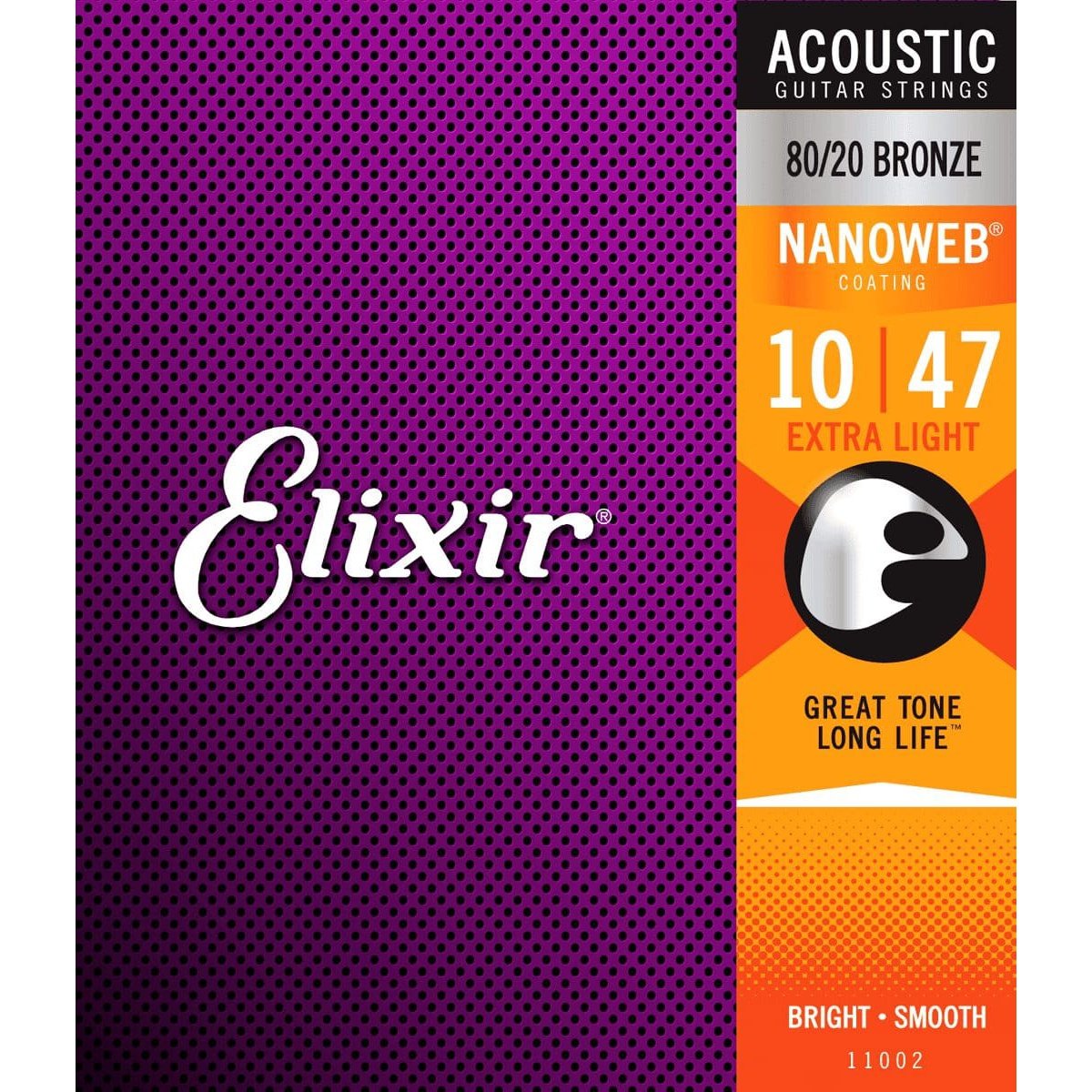 Elixir 11002 Acoustic 80/20 Bronze Nanoweb Extra Light 10-47