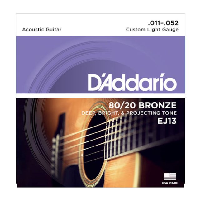 DAddario EJ13 80/20 Bronze Akustikgitarrensaiten, Custom Light, 11-52