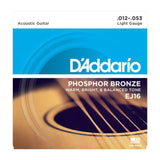 DAddario EJ16 Phosphorbronze-Akustikgitarrensaiten, leicht, 12–53