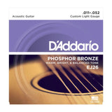 DAddario EJ26 Phosphor Bronze Akustikgitarrensaiten, Custom Light, 11-52