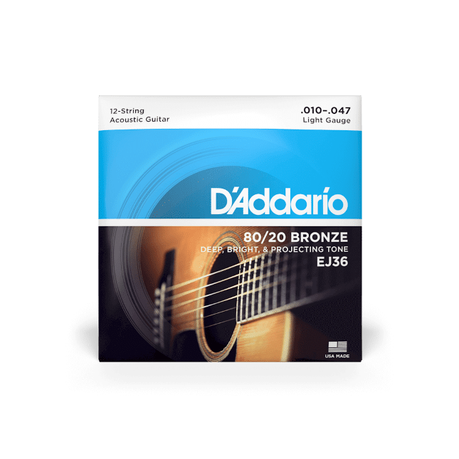 DAddario EJ36 10-47 12-String Light 80/20 Bronze